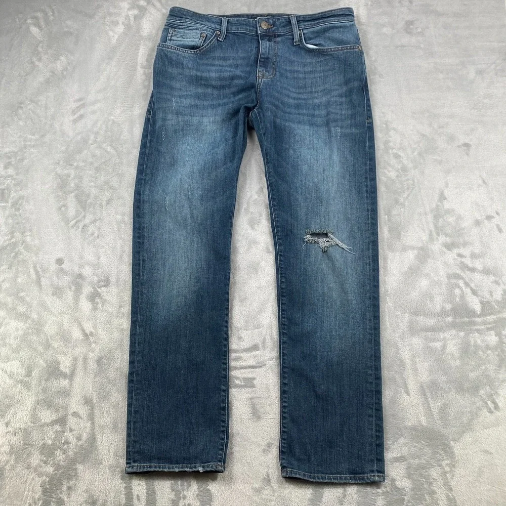 Mavi Jeans Zach Mens 33x32 (33x29) Blue Straight Leg Stretch Lightweight Denim